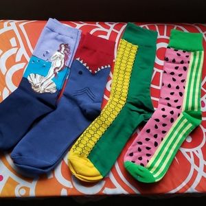 $7/ea Brand new novelty socks 🐚🌽 🦈 🍉